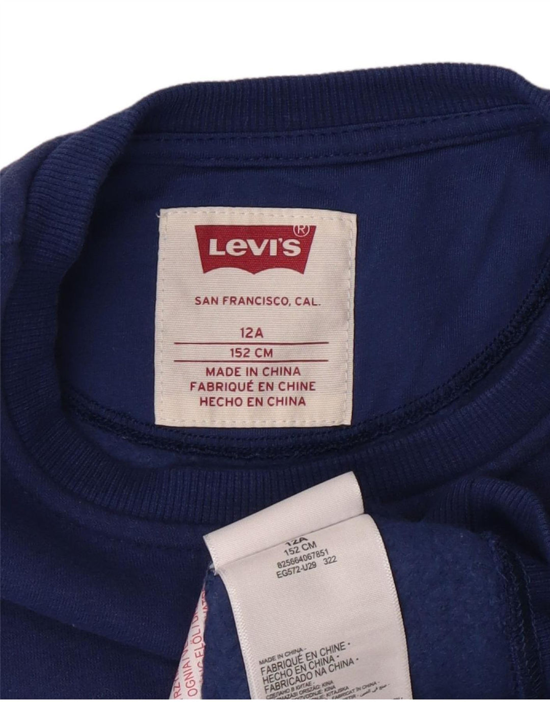 LEVI'S Boys Sweatshirt Jumper 11-12 Years Navy Blue Cotton
