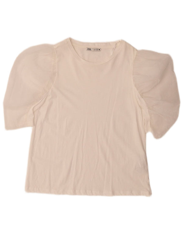 Zara ženska bluza Top UK 10 Mali bijeli pamuk