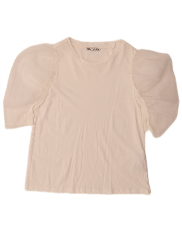 Zara ženska bluza Top UK 10 Mali bijeli pamuk