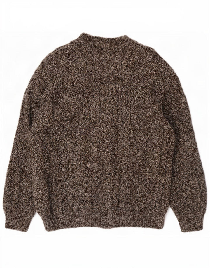 Vintage muški kardigan džemper 2XL od sive pjegave vune