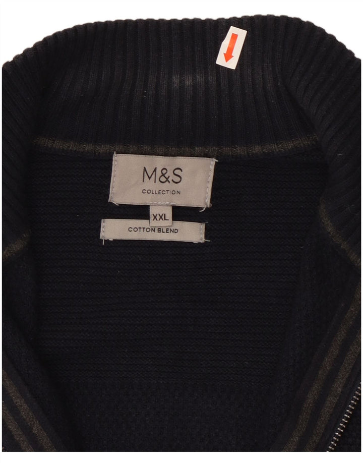 Marks & Spencer muški kardigan pulover 2XL tamnoplavi pamuk