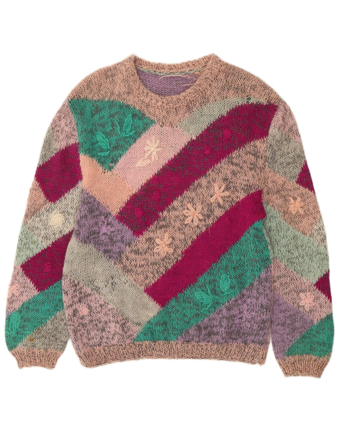 VINTAGE ženski džemper s morskim izrezom UK 18 XL Raznobojni cvjetni