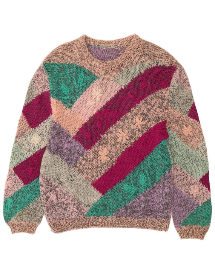 VINTAGE ženski džemper s morskim izrezom UK 18 XL Raznobojni cvjetni