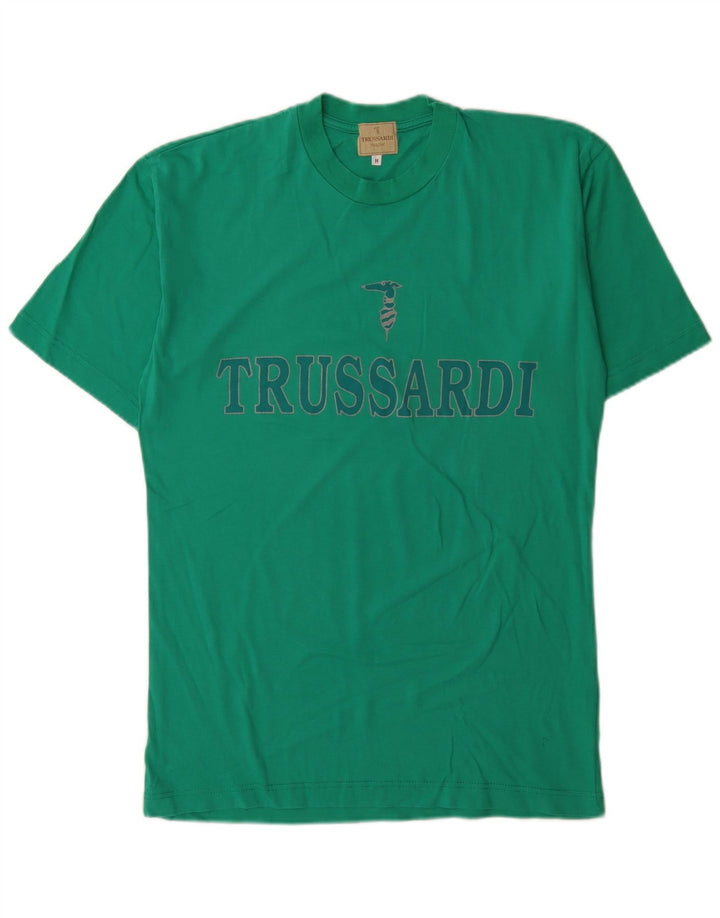 Trussardi muška grafička majica kratkih rukava Srednje zeleni pamuk