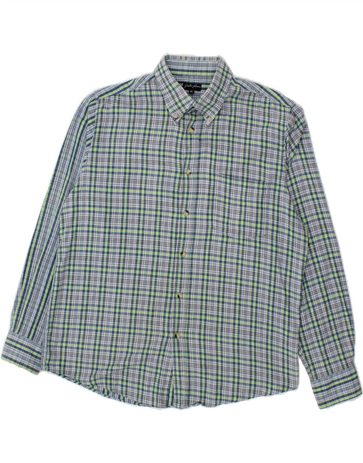 VINTAGE Mens Shirt XL Blue Check Cotton Vintage Vintage and Second-Hand Vintage from Messina Hembry 