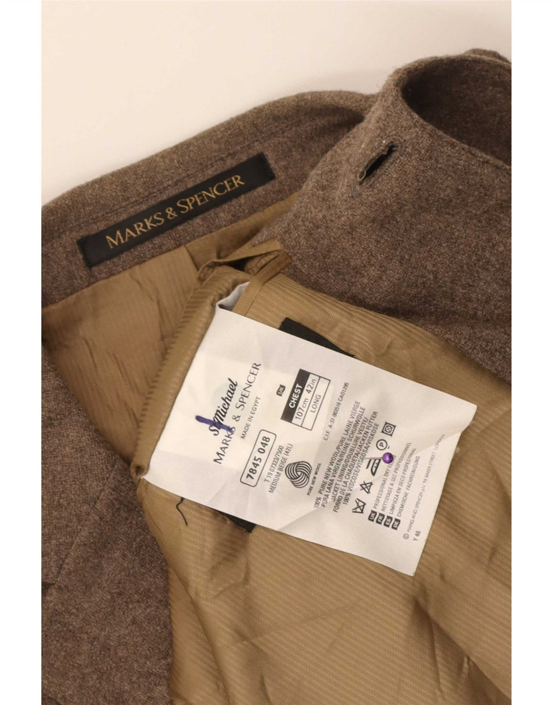 Marks & Spencer muška jakna s 3 gumba UK 42 Velika smeđa nova vuna