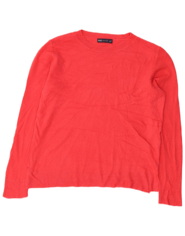 Marks & Spencer ženski džemper s okruglim izrezom UK 14 Srednje ružičasti akril