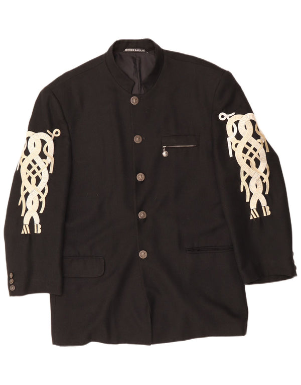 VINTAGE Muška jakna sa 5 gumba UK 40 Velika crna viskoza