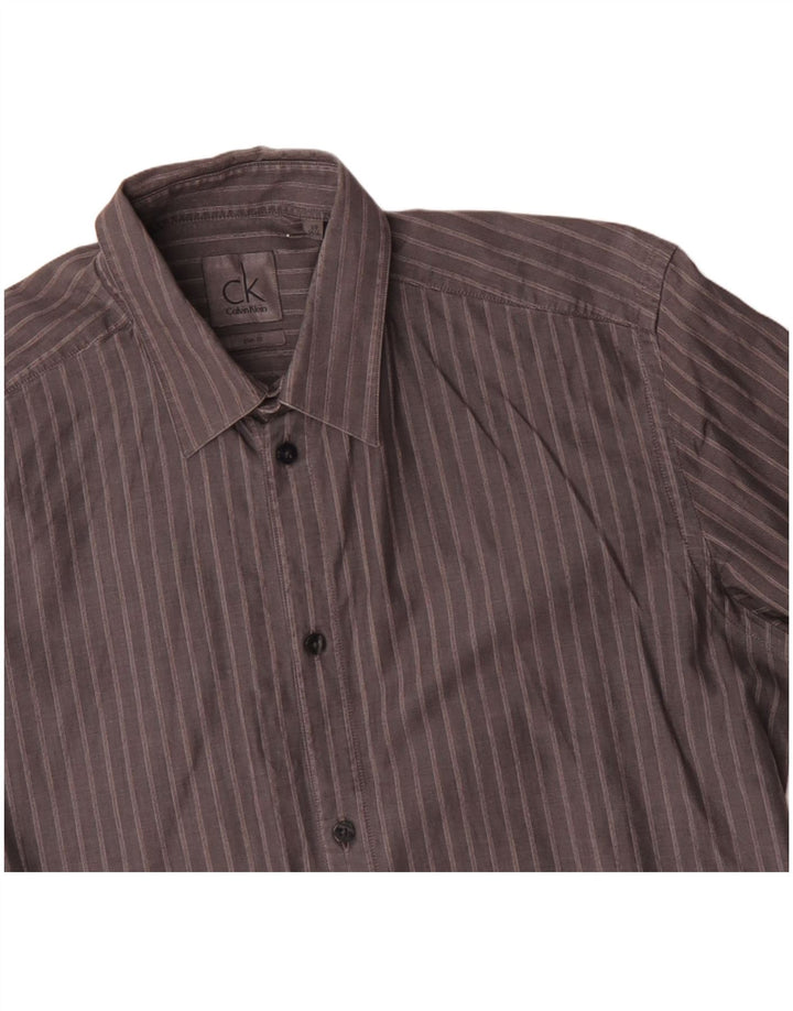 CALVIN KLEIN muška uska košulja veličina 39 15 1/2 pamuk na srednje sive pruge