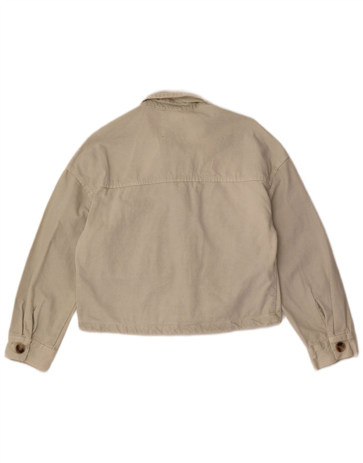 Zara ženska jakna od kratkog trapera UK 10 Small Off White Cotton