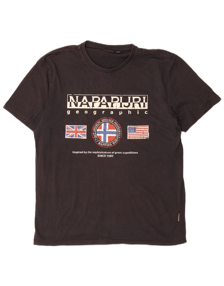 NAPAPIJRI Muška majica kratkih rukava Geographic Graphic, veliki crni pamuk