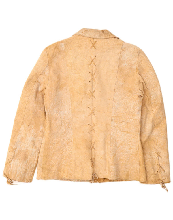 VINTAGE Ženska antilop jakna UK 12 srednje bež koža