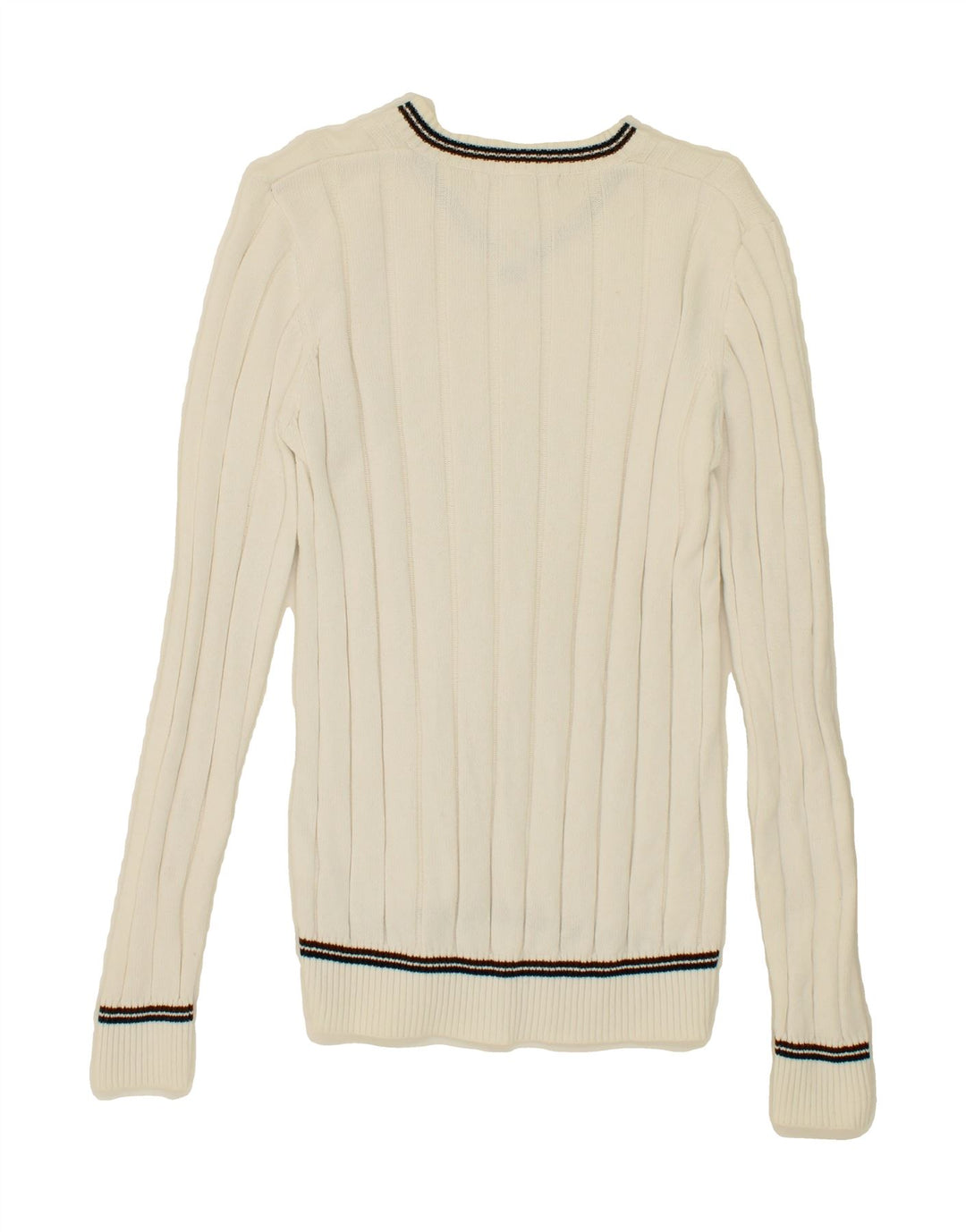 XDYE Womens V-Neck Jumper Sweater UK 14 Medium White Cotton Vintage XDYE and Second-Hand XDYE from Messina Hembry 