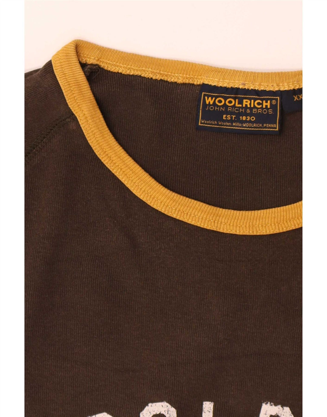 Woolrich muška grafička majica dugih rukava 2XL smeđi pamuk