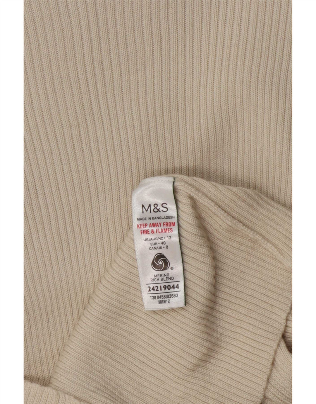 Marks & Spencer ženski džemper s kornjačastim ovratnikom UK 12 Srednje bež vuneni