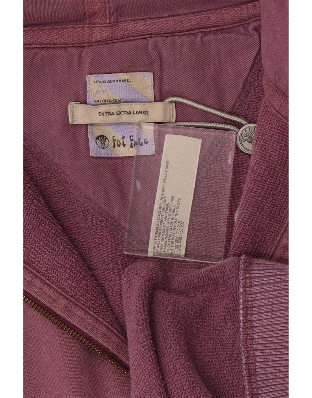 FAT FACE Muški pulover s kapuljačom s patentnim zatvaračem 2XL ljubičasti pamuk