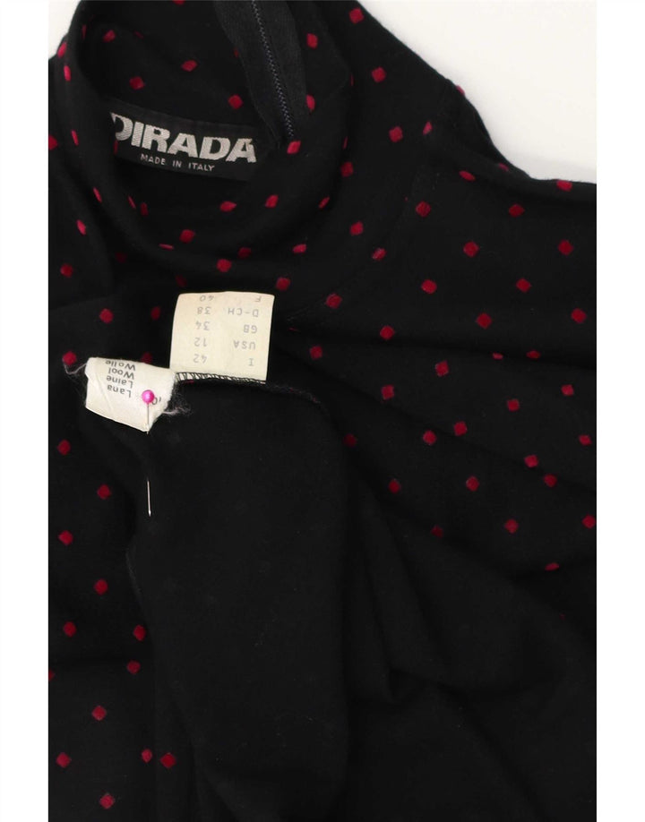Vintage ženska maksi haljina dugih rukava EU 38 srednje crne vune na točkice