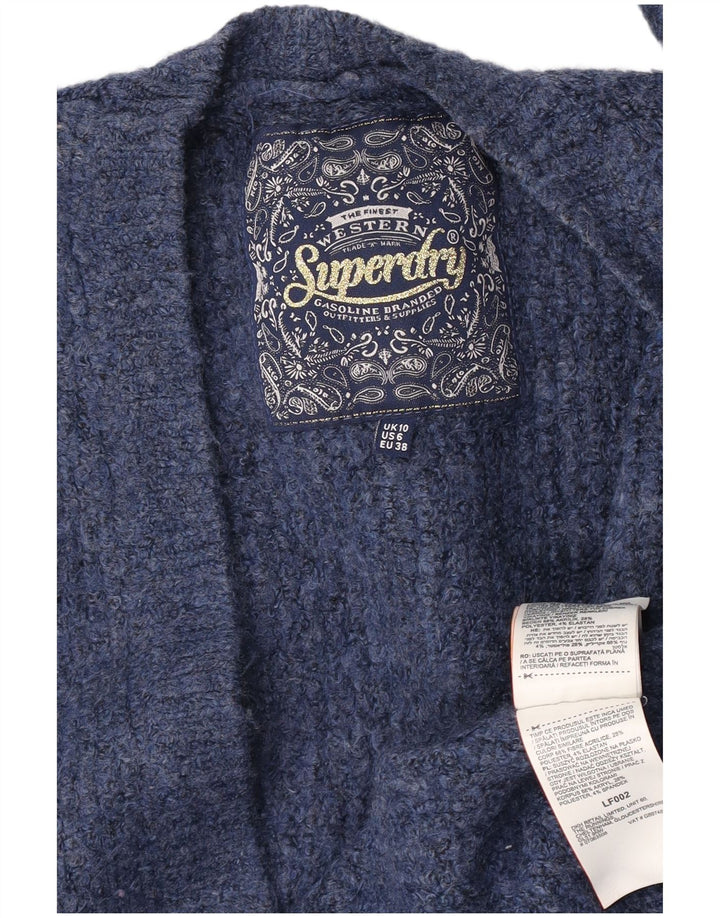 Superdry ženski prekomjerni kardigan džemper UK 10 Mali plavi akril
