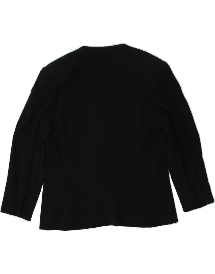 VINTAGE Womens 3/4 Sleeve 1 Button Blazer Jacket UK 16 Large Black Acetate Vintage Vintage and Second-Hand Vintage from Messina Hembry 