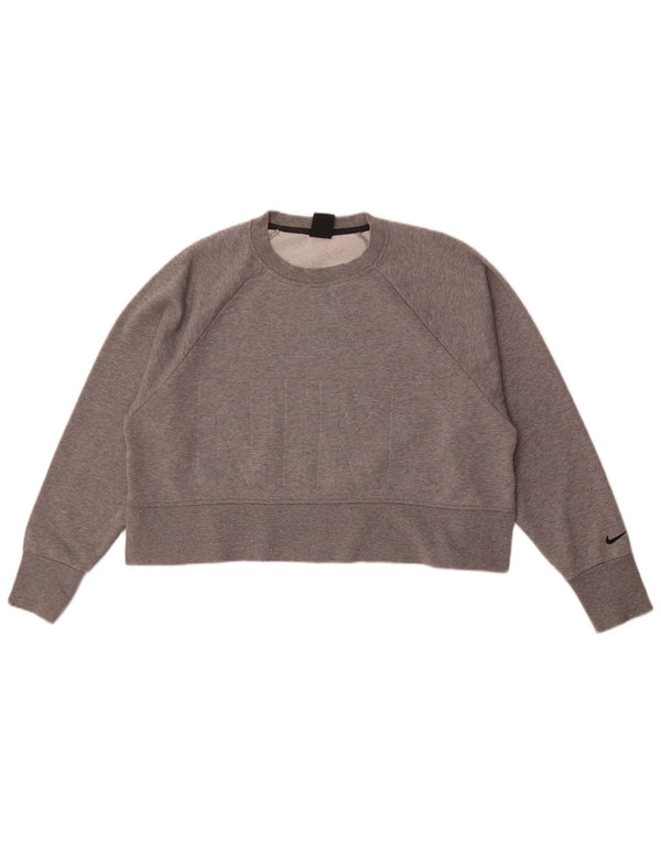 Nike Ženski Dri Fit Graphic Oversized Sweatshirt Jumper UK 14 Srednje siva