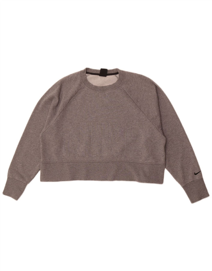 Nike Ženski Dri Fit Graphic Oversized Sweatshirt Jumper UK 14 Srednje siva