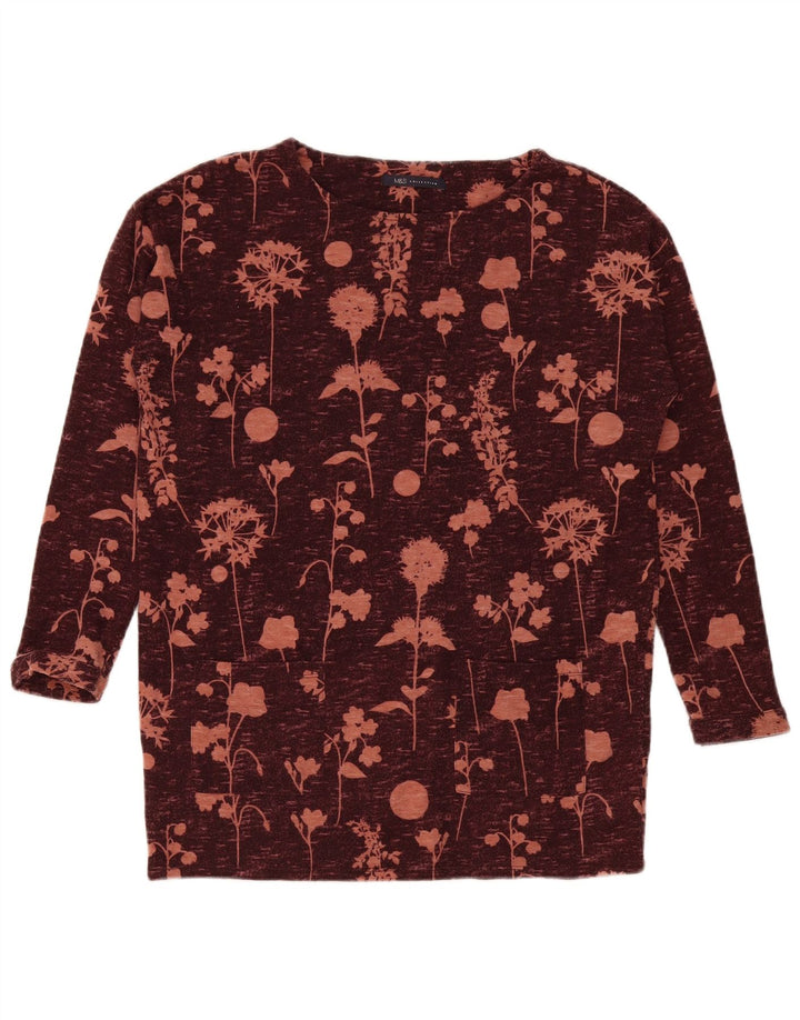 Marks & Spencer ženska majica dugih rukava UK 12 Srednje bordo cvjetni