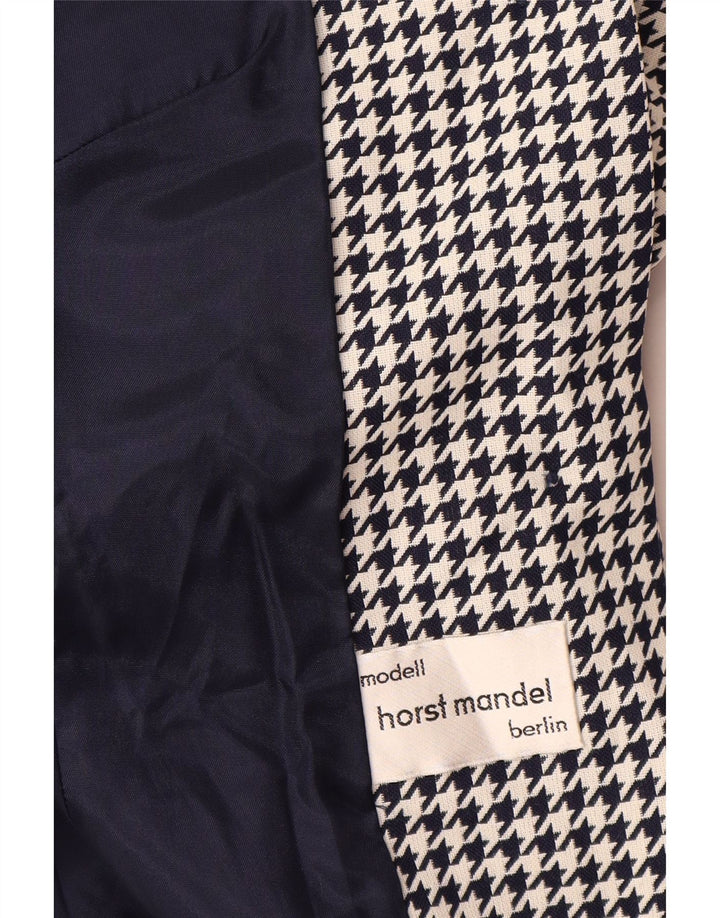 HORST MANDEL Womens Blazer Jacket EU 38 Medium Navy Blue Houndstooth