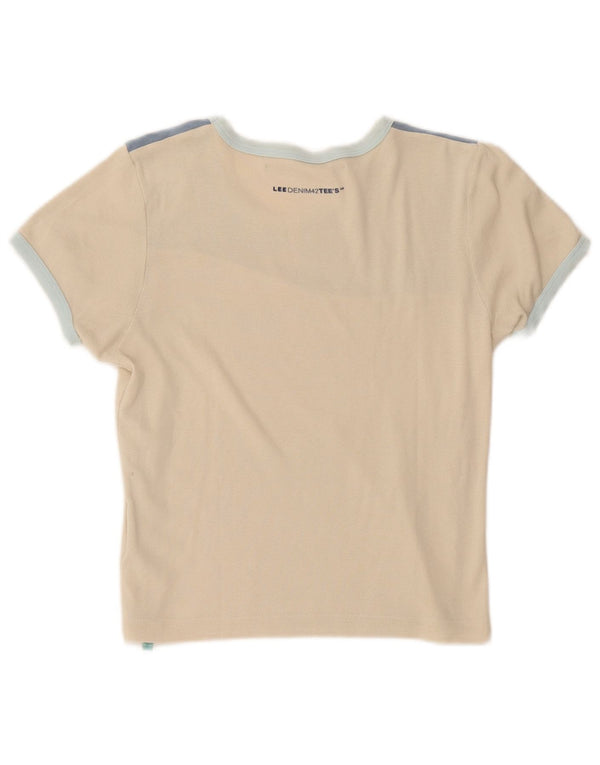 Lee Womens Crop T-Shirt Top UK 16 Large Beige Colourblock