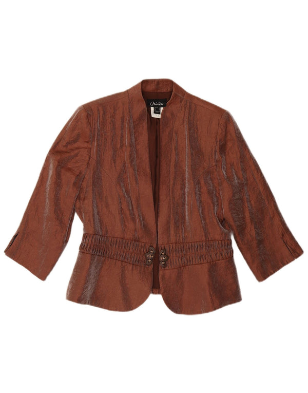 Vintage ženski sako sako 3/4 rukava UK 10 Small Brown Rayon