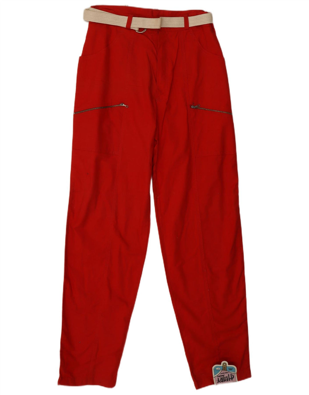 VINTAGE ženske Cargo hlače visokog struka IT 46 Large W28 L31 Crveni pamuk