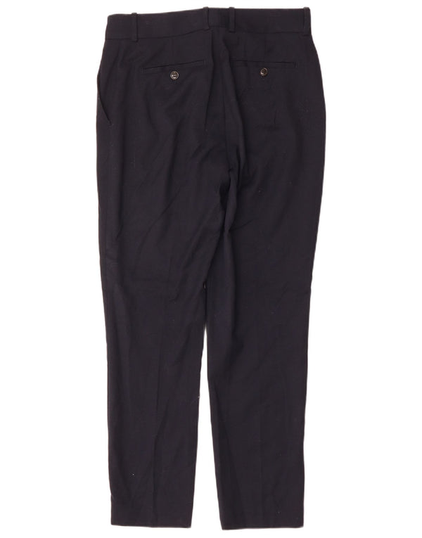 REISS Womens Tapered Chino Trousers UK 10 Small W30 L29  Navy Blue Wool