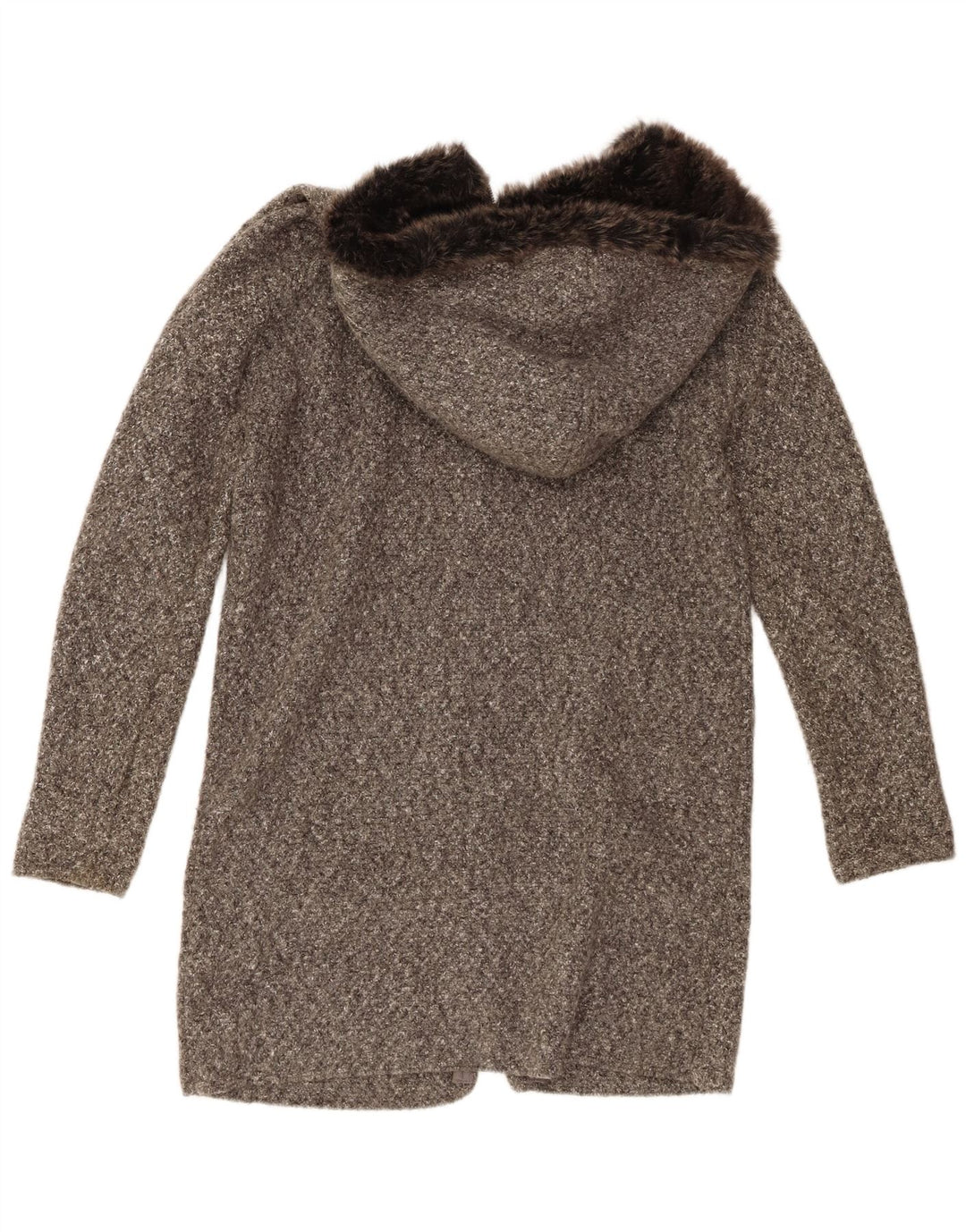 Zara ženski preveliki pleteni kaput s kapuljačom UK 10 Small Grey Flecked Acrylic