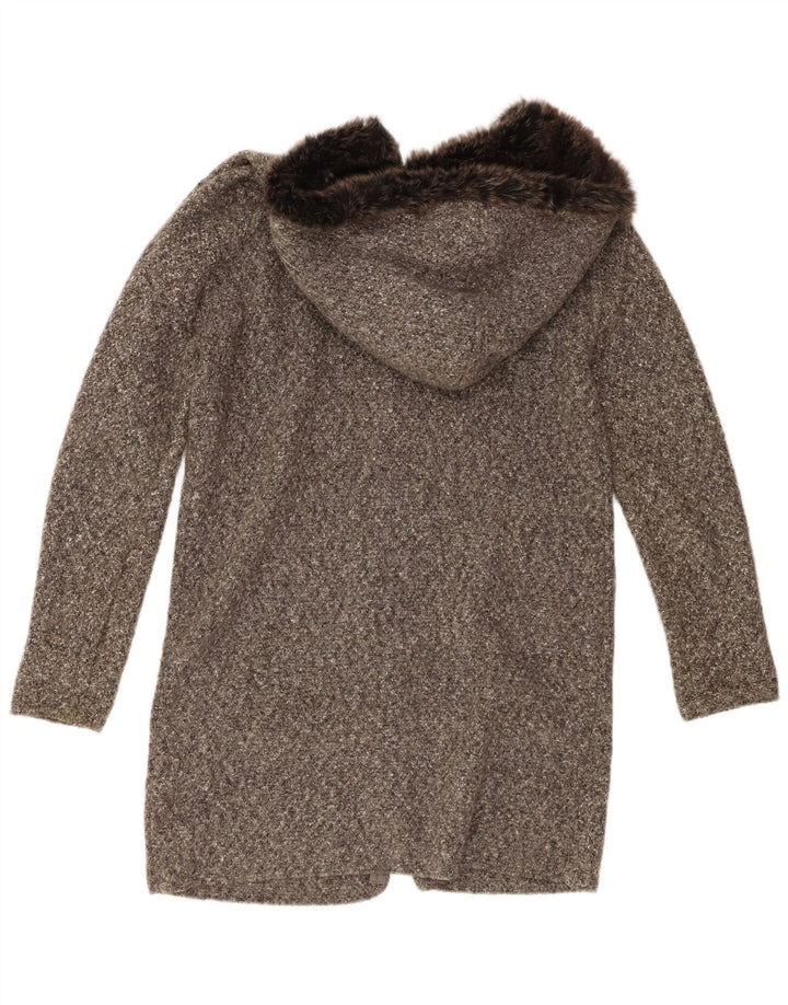 Zara ženski preveliki pleteni kaput s kapuljačom UK 10 Small Grey Flecked Acrylic