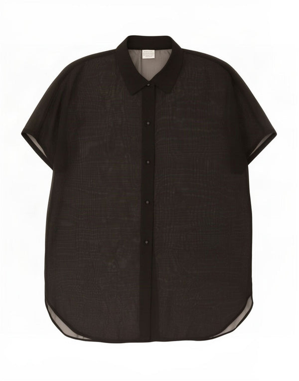 Benetton Womens Oversized See Through Shirt Blouse UK 14 Medium Black