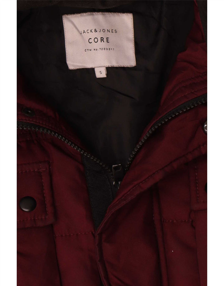 Jack & Jones muška podstavljena jakna s kapuljačom UK 36 mali tamnocrveni poliester