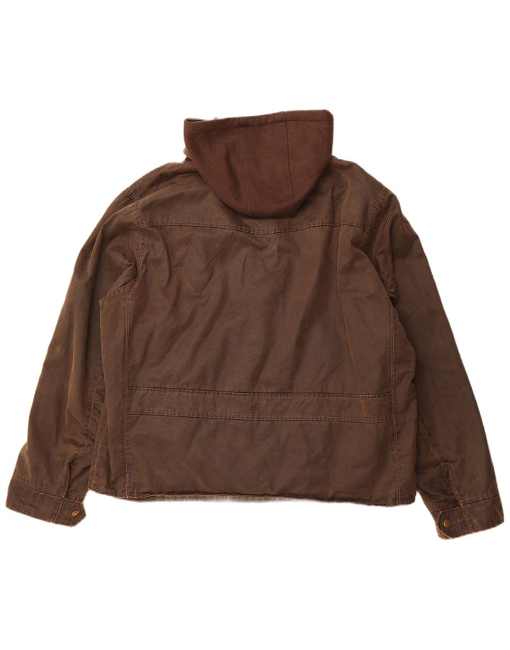 HARD ROCK CAFE Muška jakna London s kapuljačom voštana UK 44 2XL Smeđi pamuk