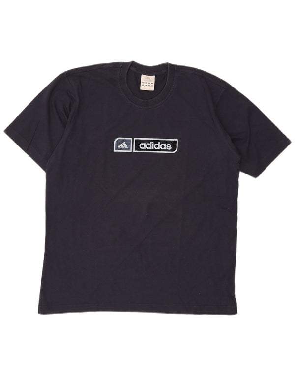 Adidas Mens Graphic T-Shirt Top Large Navy Blue Cotton