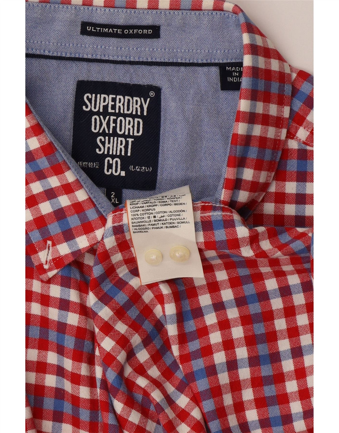 SUPERDRY muška košulja kratkih rukava 2XL crveni karirani pamuk
