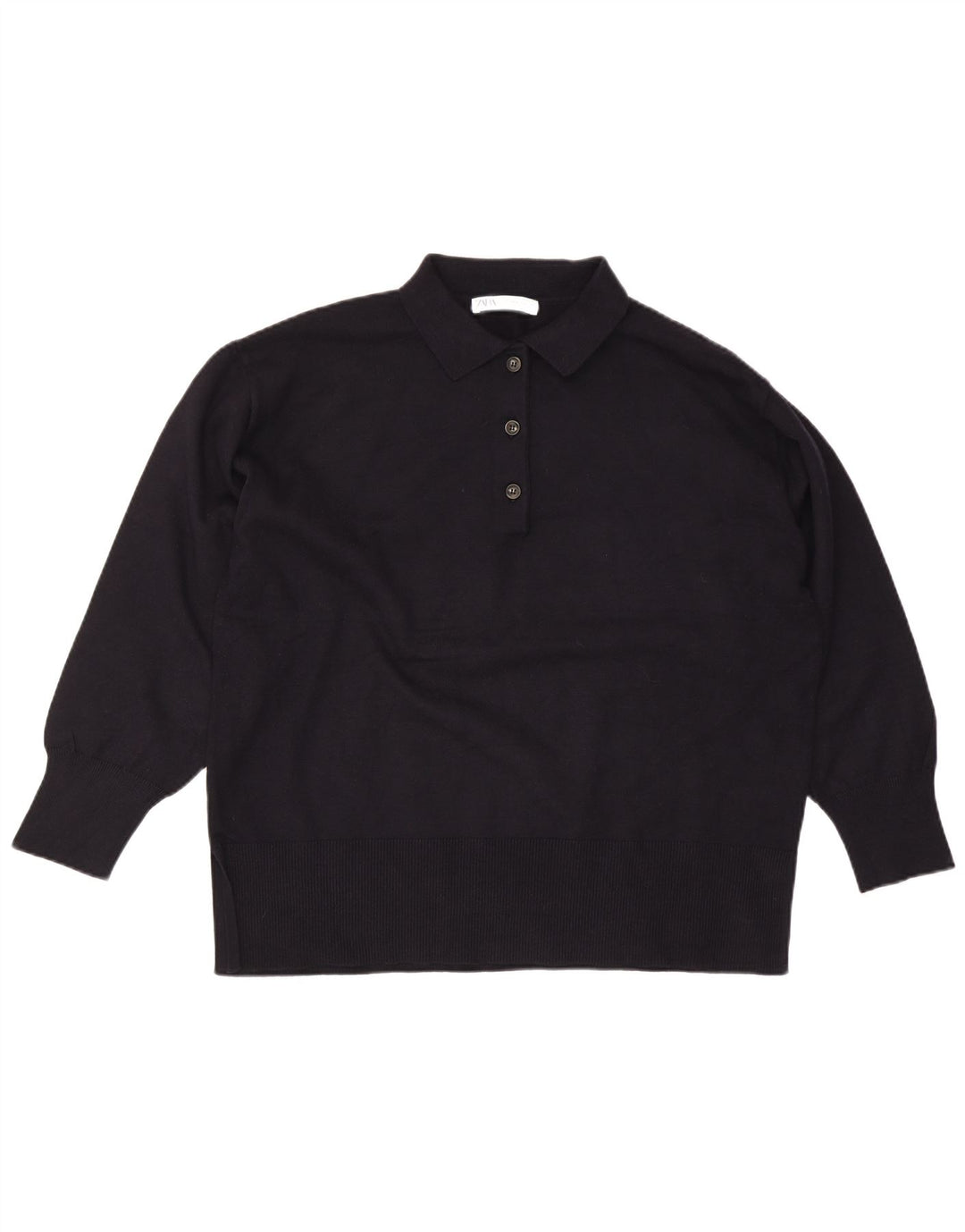 Zara ženski džemper s velikim polo izrezom UK 14 srednje tamnoplava