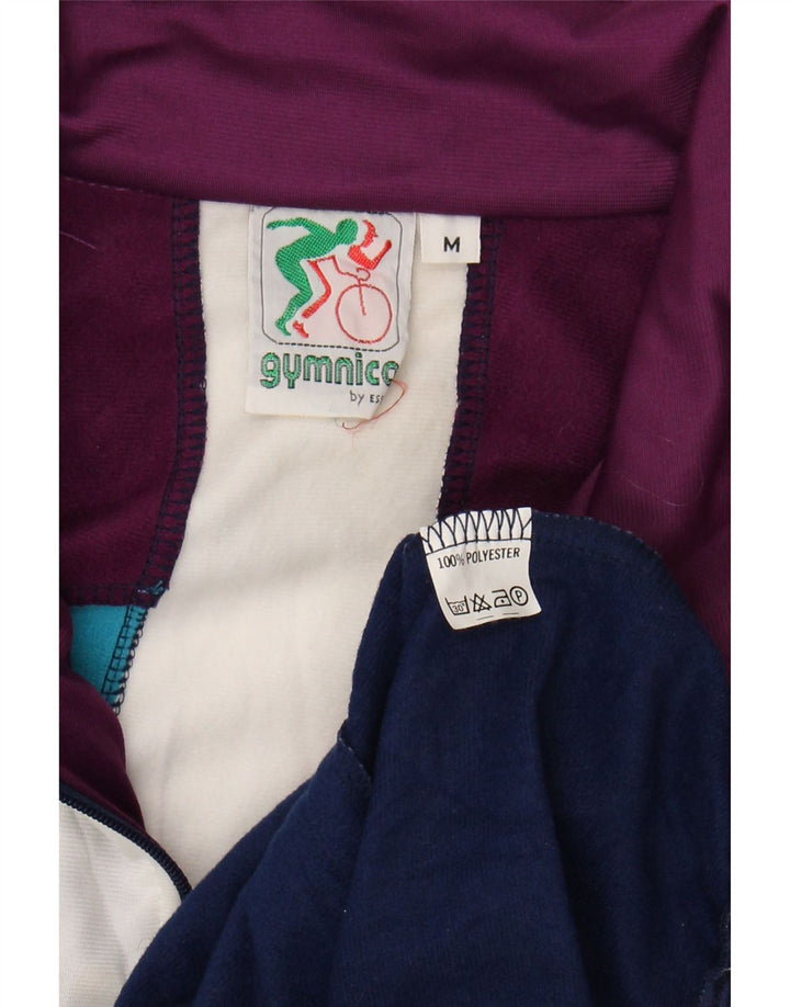 VINTAGE Mens Tracksuit Top Jacket Medium Navy Blue Colourblock Polyester