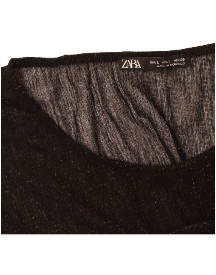 Zara ženski gornji dio bluze UK 16 Large Black Flected