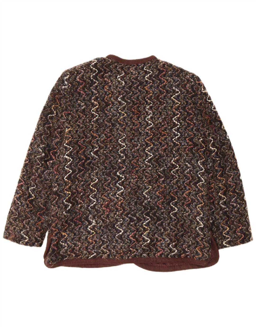 Maglificio Ženska jakna sako s 5 gumba UK 16 Veliki smeđi ševron od vune