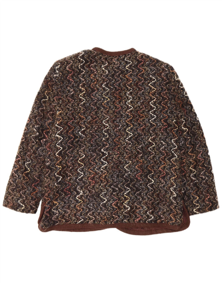 Maglificio Ženska jakna sako s 5 gumba UK 16 Veliki smeđi ševron od vune