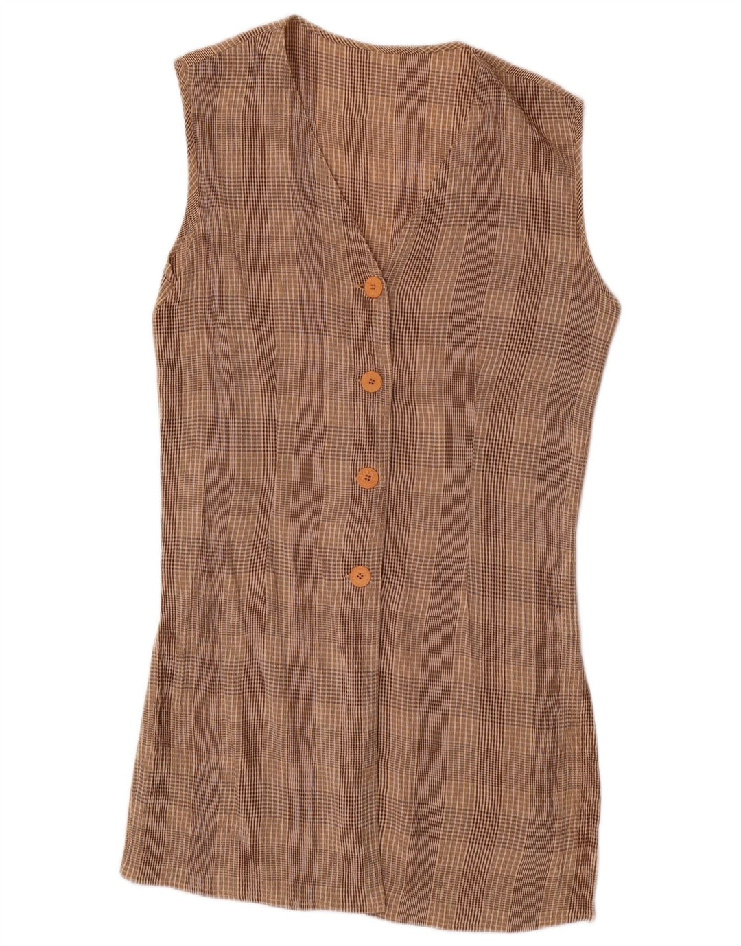 VINTAGE ženski set od 2 komada s 4 gumba UK 10 mali W28 smeđi karirani acetat