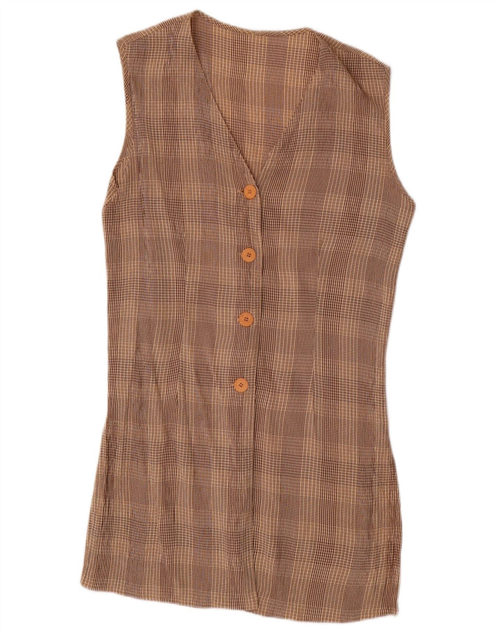 VINTAGE ženski set od 2 komada s 4 gumba UK 10 mali W28 smeđi karirani acetat