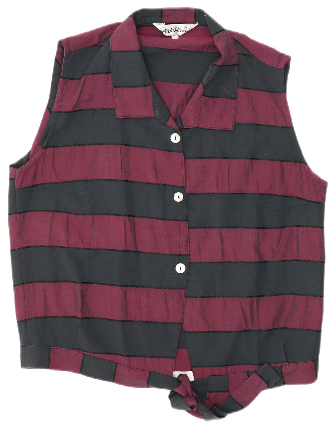 VINTAGE Ženska košulja s prednjom kravatom UK 16 Srednje crne pruge