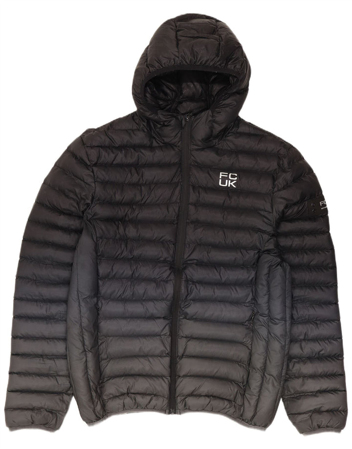 Fcuk muška podstavljena jakna s kapuljačom UK 38 srednje crne boje poliester