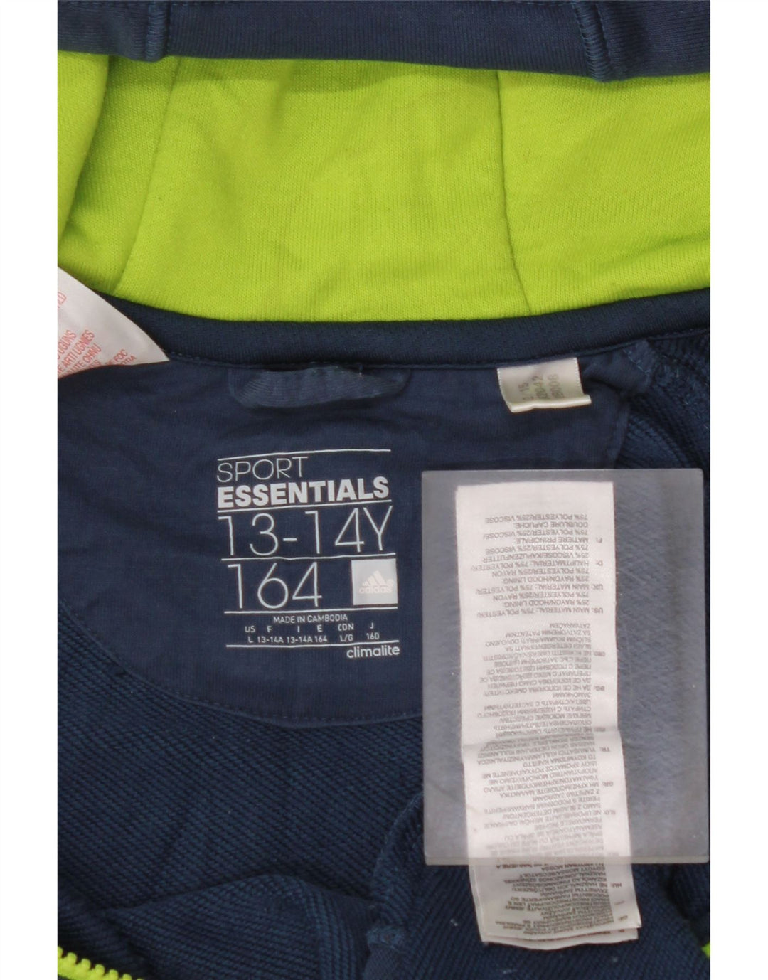 ADIDAS džemper s kapuljačom Climalite za dječake 13-14 godina tamnoplavi poliester