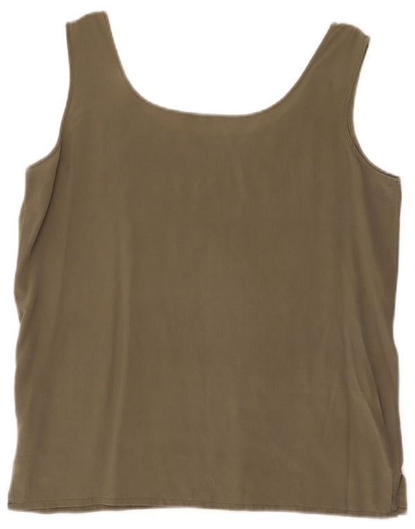 Vintage ženski Cami Top UK 14 srednje kaki svile