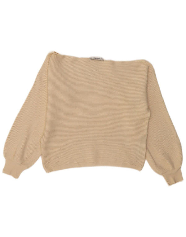 Zara ženski pulover s kratkim izrezom UK 16 Large off white viskoza